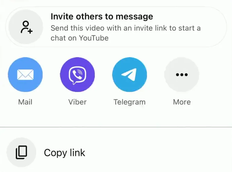 YouTube's share menu on a cookie Short. Tap More for the iPhone share sheet, or Copy link